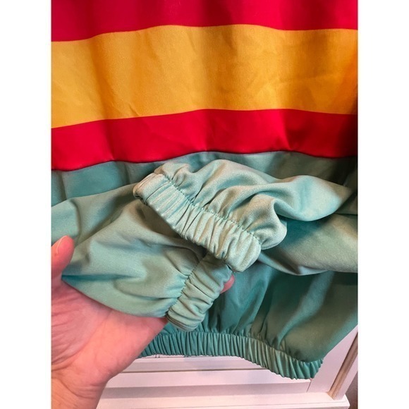 EUC Multicolor 90s Style 3/4 Zipper, Drawstring Hoodie w/ Elastic Waist - Picture 6 of 7